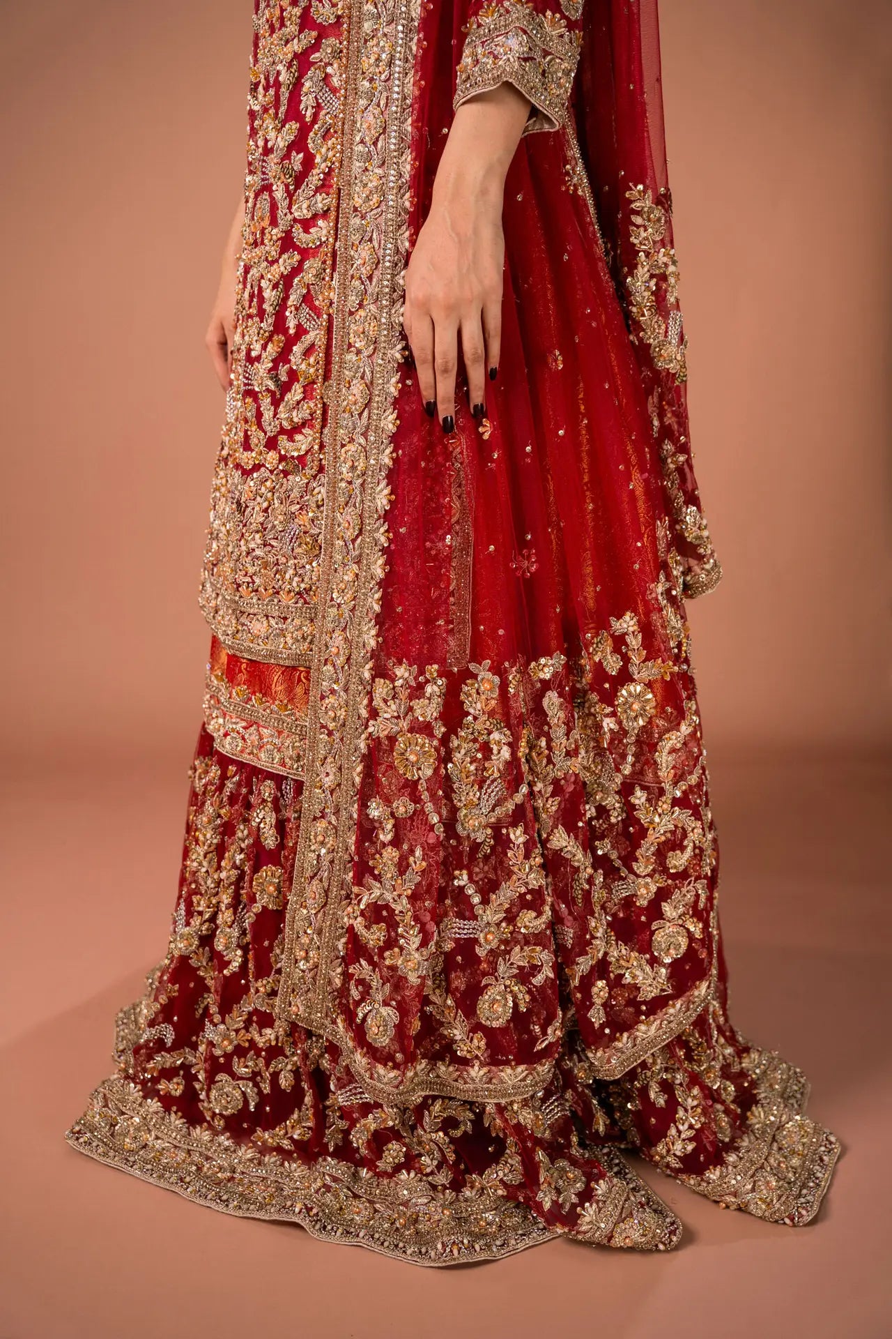 RED FARSHI LEHNGA SET