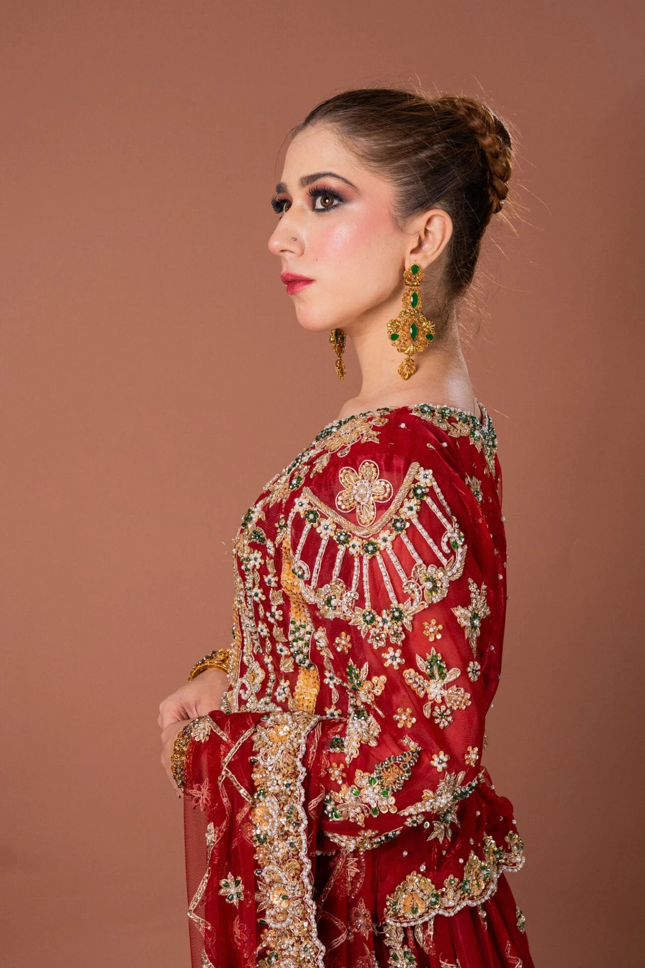 RED BLOUSE LEHNGA SET